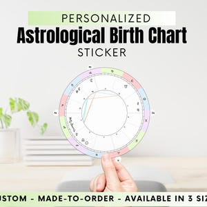 Pegatina personalizada con carta natal astrológica: astrología, calcomanías de vinilo troqueladas, pegatina personalizada, carta natal, pegatina para computadora portátil, pegatina única