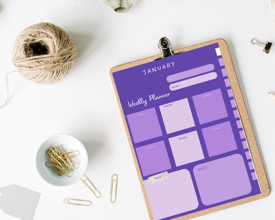 2024 Weekly & Monthly Digital Planner Tracker, Minimalist Good Notes ...