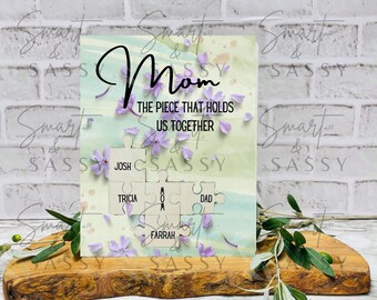 Mom, The Piece That Holds Us Together | Mom Digital Design PNG | Mothers Day PNG | Mother's Day Sublimation |  Puzzle Pieces PNG |