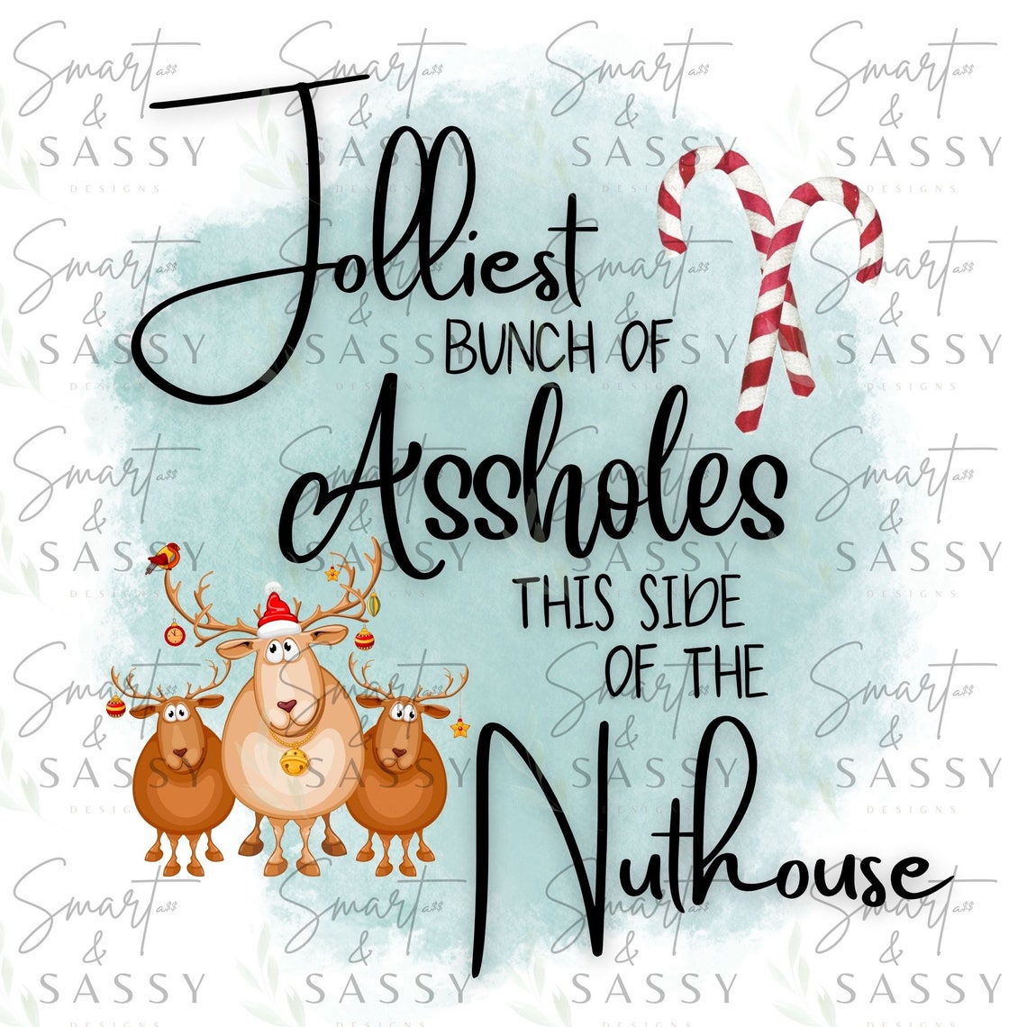 Jolliest Bunch of Assholes Digital Design PNG, Christmas Pillow Design ...