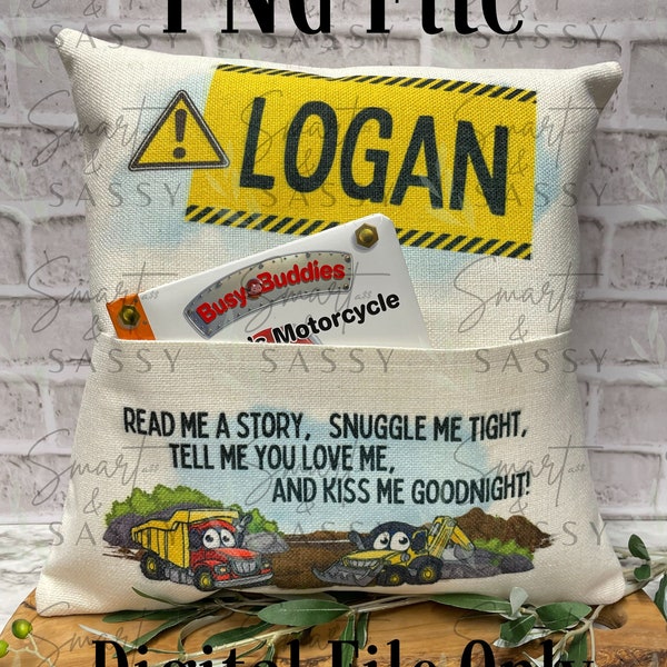 Book Pillow With Pocket, Digital Design PNG, Read Me A Story Trucks PNG Design, Book Lover Quotes, Sublimation Design, Pocket Pillow Design