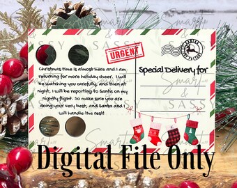 Elf Postcard Digital Design, PNG, Instant download, Christmas Sign, Sublimation Design, Welcome Back Elf Design PNG