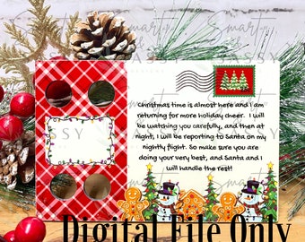 Elf Postcard Digital Design, Christmas Sign, PNG (Instant Download)