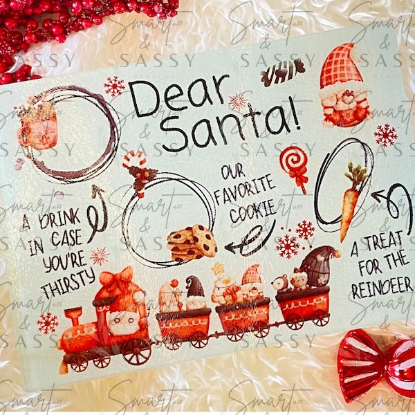 Dear Santa Tray Digital Design png | Santa tray | Milk and Cookies Platter | Christmas Plate PNG | Christmas Tray PNG | Christmas Gnome PNG