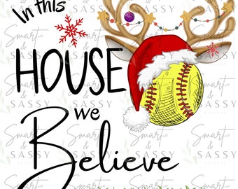 Christmas Sports SoftBall Digital Design PNG | Christmas Ornament | Sports Ornaments | We Believe Christmas Design | Softball Christmas