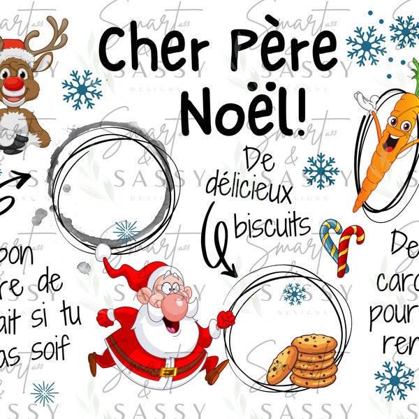 Dear Santa Tray & Mug Combo Digital Design png | French Spelling png | milk and cookies platter | christmas plate png| Christmas Mug png