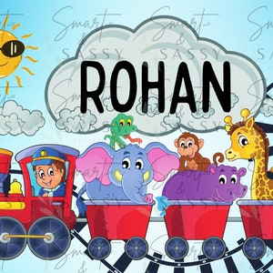 Kids Train Digital Design, Digital Design PNG, Kids Puzzle Design PNG, Childs Train Sublimation Design, Puzzle Custom Name Design