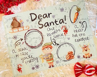 Dear Santa Tray Digital Design | Christmas Plate PNG (Digital Download)