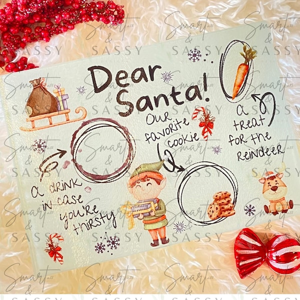 Dear Santa Tray Digital Design PNG | Santa tray | Milk and Cookies Platter | Christmas Plate PNG | Christmas Tray PNG