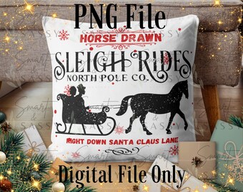 Sleigh Rides Christmas Pillow Digital Design PNG, Christmas Pillow Design,  Sublimation Design, Christmas Png, Pillow Cover Design,