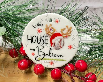 Christmas Sports Baseball Digital Design PNG | Christmas Ornament | Sports Ornaments | We Believe Christmas Design | Baseball Christmas