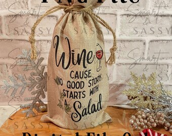 Funny Christmas Wine Bag PNG, Wine Quote Design (Digital Download)