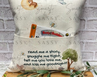 Book Pillow With Pocket, Digital Design PNG, Read Me A Story Woodland PNG, Book Lover Quotes, Sublimation Design, Pocket Pillow Design