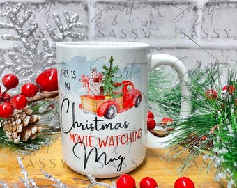 Christmas Movie Watching Mug PNG Design (Digital Download)
