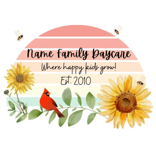 Sunflower Boho Logo, Daycare Logo, Preschool Logo, School Logo, Great