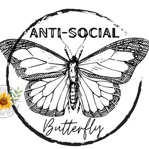 Anti-sozialer Schmetterling Png ideal für Sublimationsdesign, digitale Datei für Sublimation, Schmetterlingstyp Sublimationsbild