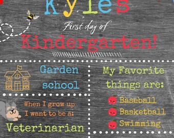 First Day of School Printable Back to School Sign, Girl Child Stats Details Keepsake Photo, Back to School Digital File, EDITABLE TEMPLATE