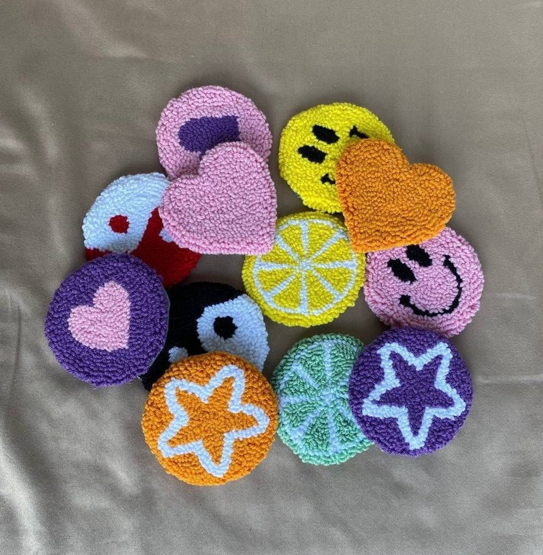 Set of 2 Car Coaster Punch Needle Car Coasters Personalized Etsy