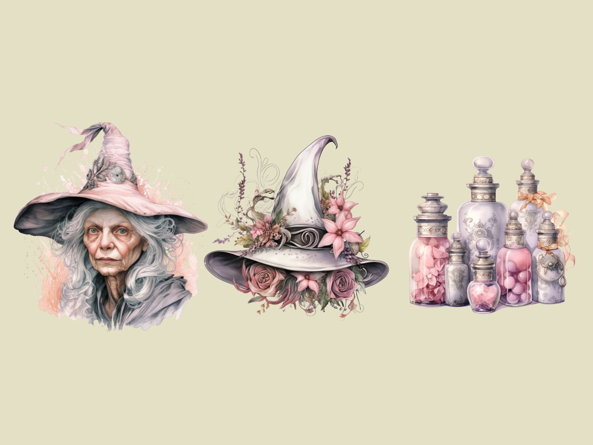 Grey Witch Clipart Witch Clip Art PNG Fantasy Magic Clip Etsy