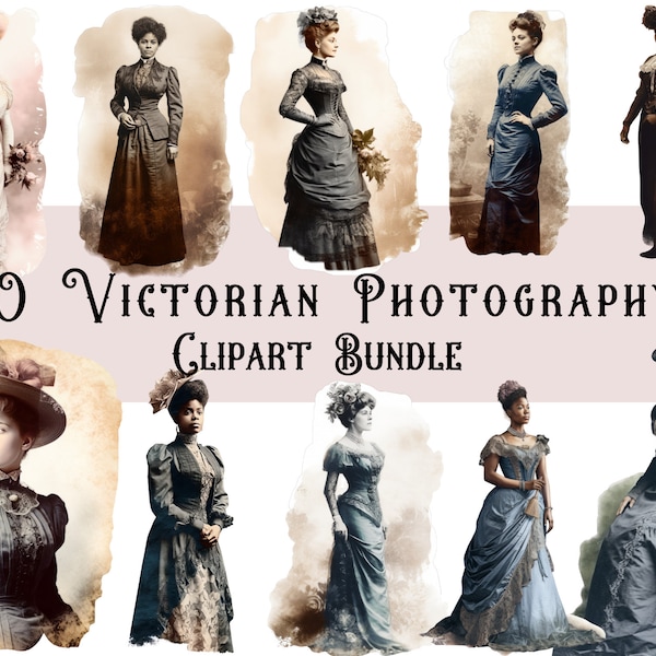 Victorian Ladies Photography Clipart, Victorian fashion, Victorian dress, vintage clipart, junk journal clipart, gothic victorian,