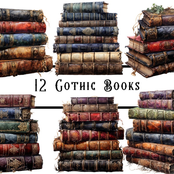 Watercolour Gothic Books clipart bundle, gothic clipart, spell books clipart, junk journal, scrap book, paper crafts, card making