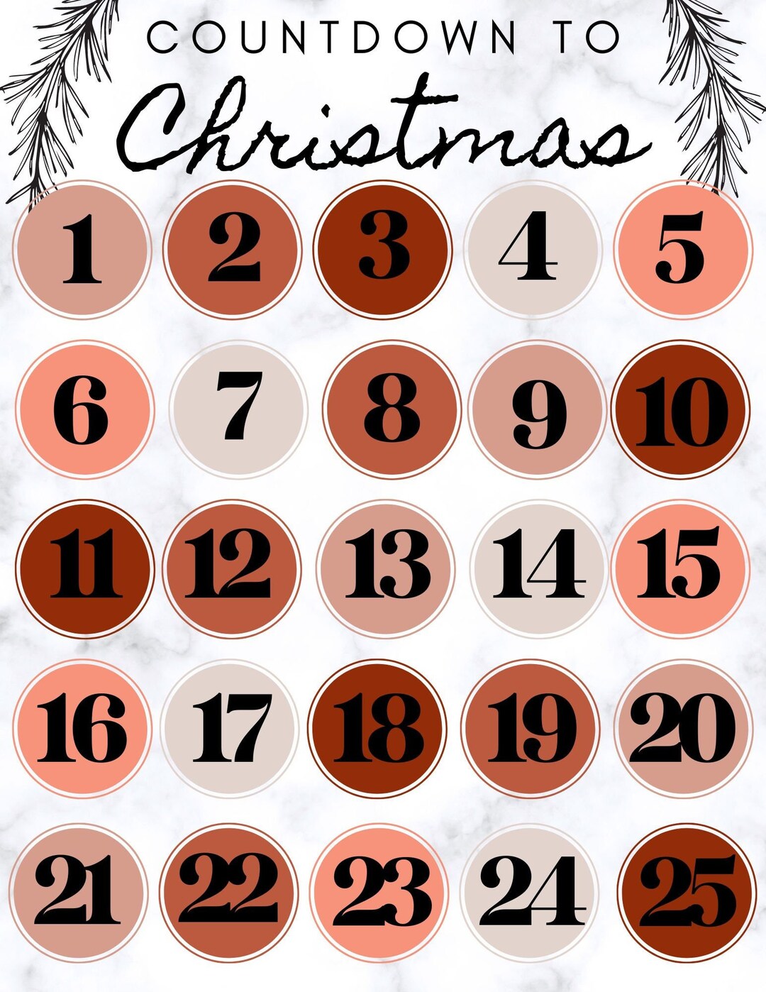 Countdown to Christmas Printable Advent Calendar - Etsy