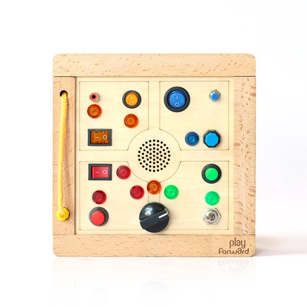 Play Forward Busy Buttons LED Activity Panel for 18+ Month-Old Toddlers — Montessori for an On-The-Go Sensory Toy