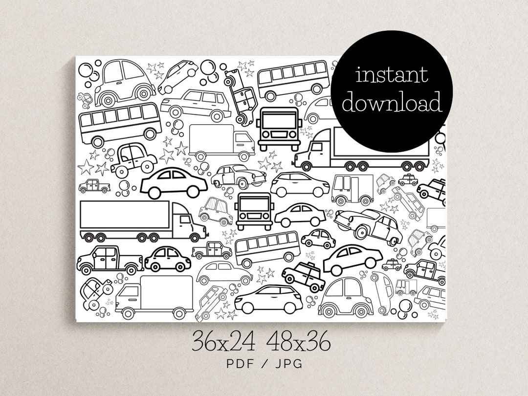 Giant Cars Coloring Poster - Etsy