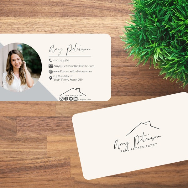 Real Estate Business Card Canva Template | Physical Business Card Template | Custom Business Card Template | Canva | Realtor Business Card