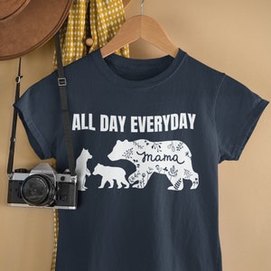 Cute Mama Bear and Baby with Wildflowers, Mama Bear Design on premium unisex shirt, 3 color choices, Mom Shirt, Mother's Day Gift 3xL Shirt