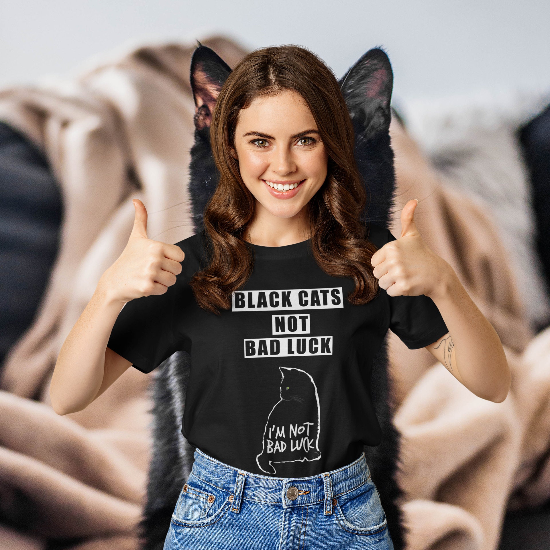 Black Cats Not Bad Luck Shirt Black Cats Not Bad Luck Black Etsy