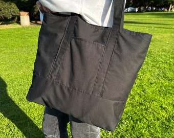 Black bag. Cotton bag. Shopper. Bag with pocket. Shoulder Bag. Tote bag.