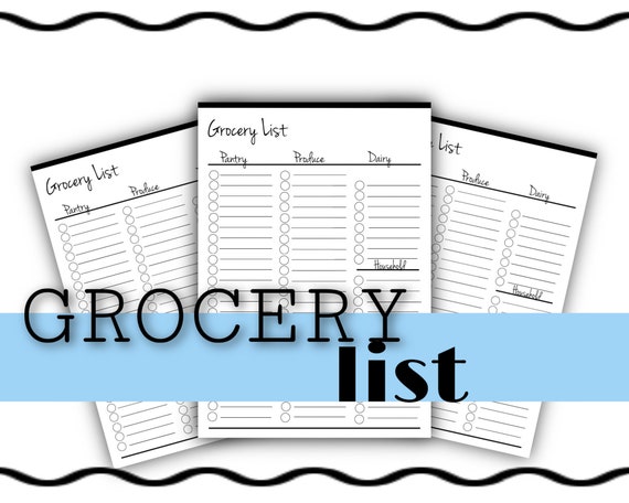 Grocery List Printable Digital Download - Etsy