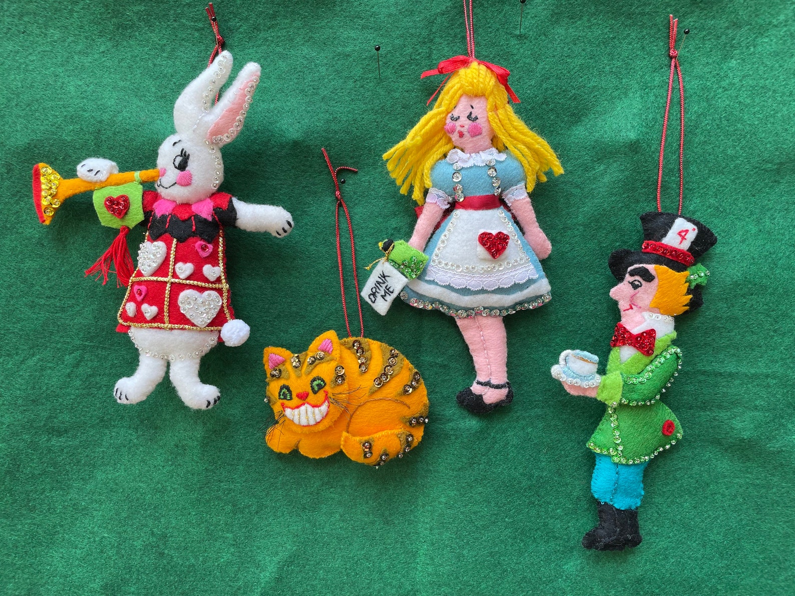 Alice in Wonderland Felt Christmas Ornaments Handmade Etsy