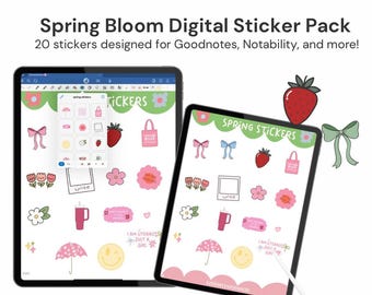 Spring Bloom Digital Planner Stickers | Goodnotes & Notability PNG | Floral Sticker Pack