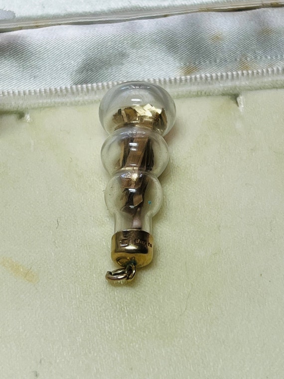 Vintage Gold Charm Glass Bottle Charm/Pendant 9K … - image 3