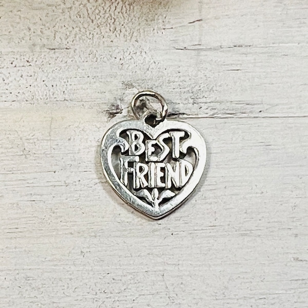 Vintage James Avery Heart Shaped Best Friend Sterling Silver Charm Pendant