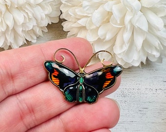 Vintage David Andersen Norway Sterling Silver Enamel Butterfly Brooch