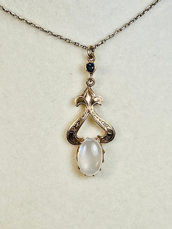 Antique Edwardian Moonstone and Blue Sapphire Open