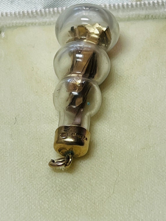 Vintage Gold Charm Glass Bottle Charm/Pendant 9K … - image 5