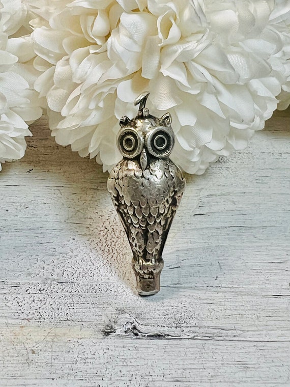 Sterling Silver 925 Owl Pendant Watch Fob British 