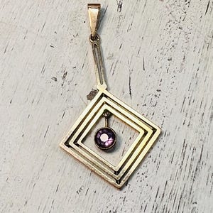 Antique Art Deco Amethyst 9K Gold Pendant