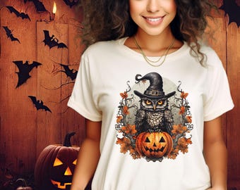 Halloween Owl Shirt, Spooky Season shirt, Womens Halloween Shirt, Fall Shirt For Owl Lover, Spooky Season Tee, Halloween TShirts
