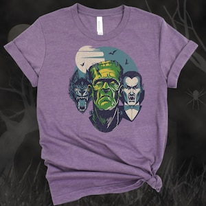 Halloween Monster Shirt, Halloween Shirt, Vintage Halloween Shirt, Classic Horror T-Shirt, Vintage Frankenstein Dracula Halloween Shirt