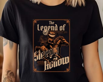 Shirt Sleepy Hollow, ruiter zonder hoofd, Dark Academia, Booktok-merchandise, literatuur, vintage Halloween-shirt, griezelig T-shirt, horrorroman