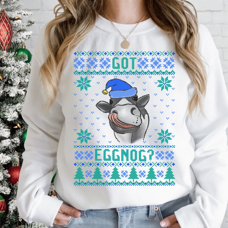 Lelijke kersttrui koe kersttrui kreeg eggnog grappige Etsy Nederland