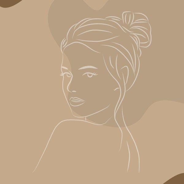 Women Silhouette, tan, brown, creams, single line art, download SVG File