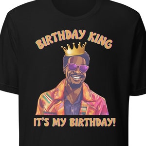Geburtstag König T-Shirt für Männer alles Gute zum Geburtstag Shirt mit Afroamerikaner männlich trägt eine Krone Geburtstagsfeier Feier Tee Geschenkidee