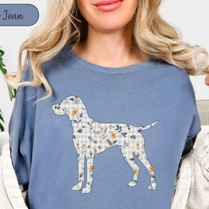 Comfort Colors® Vizsla Floral Shirt, Dog Mom Tee, Cottagecore Floral Boho Top, Pet Silhouette, Gift for Dog Lover, Dog Mom Gift