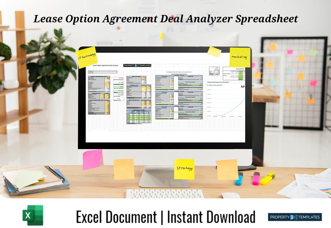 Lease Option Agreement Property Deal Analyzer Purchase Lease Option Equity Growth Calculator Etsy